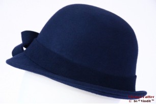 Dameshoed dophoed cloche Hawkins donker blauw vilt 54-58 [nieuw]
