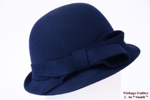 Dameshoed dophoed cloche Hawkins donker blauw vilt 54-58 [nieuw]