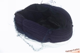 Cocktailhoedje Dolita Design violet blauw met voile elastisch 54-57