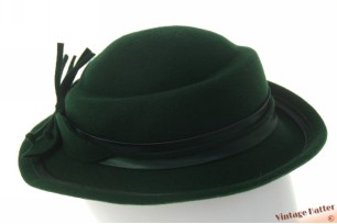 © VintageHatter.com | d-6005-54-5 Dameshoed donker groen vilt 54-55 (XS-S) Dameshoed donker groen vilt 54-55 (XS-S)