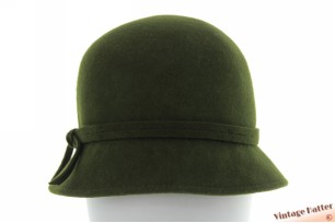 Ladies cloche hat army green felt 55 (S)