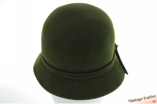 Ladies cloche hat army green felt 55 (S)