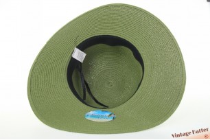 Ladies summer floppy hat Mlle Citron fern green paper mix with light blue flower ribbon 54-57 [new]