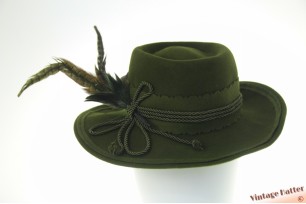 Dameshoed Mayser Modell groen vilt met lange veren 55 (S)