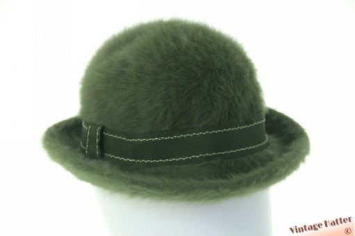 Dameshoed Kangol groen angora wol 55-56 (S)