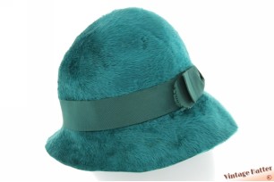 © VintageHatter.com | d-6033-55-2 Dameshoed turkoise zacht haarvilt 55 (S) Dameshoed turkoise zacht haarvilt 55 (S)