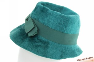 © VintageHatter.com | d-6033-55-2 Dameshoed turkoise zacht haarvilt 55 (S) Dameshoed turkoise zacht haarvilt 55 (S)