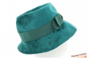 © VintageHatter.com | d-6033-55-2 Dameshoed turkoise zacht haarvilt 55 (S) Dameshoed turkoise zacht haarvilt 55 (S)