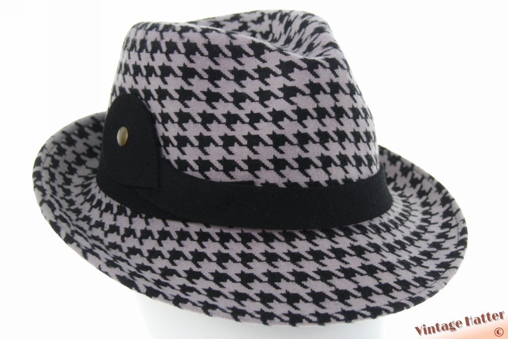 Dames trilby hoed Poesia d'Elite lavendel grijs pied-de-poule wol 57 [nieuw]