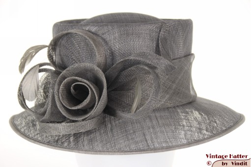 Ladies hat grey sinamay sisal 57,5 [new]