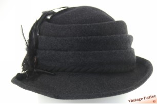 Ladies hat LL-Modell dark grey fur felt with feathers 57