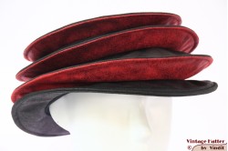 Ladies Pagode-hat The Madhatter blackish grey - red faux leather 54-57 [New]