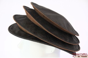 Ladies Pagode-hat The Madhatter blackish grey - caramel faux leather 54-57 [New]