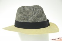 Ladies summer fedora light yellow and bluish grey 55-57 [new]