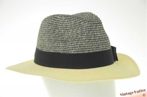 Ladies summer fedora light yellow and bluish grey 56-58 [new]