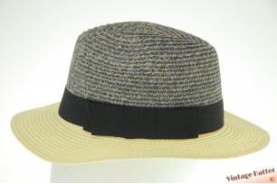 Ladies summer fedora light yellow and bluish grey 56-58 [new]