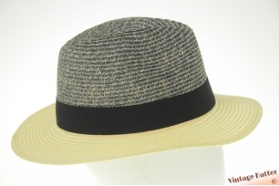 Ladies summer fedora light yellow and bluish grey 56-58 [new]