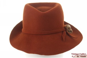 © VintageHatter.com | d-8004-56-5 Ladies fedora orange brown felt 56 Ladies fedora orange brown felt 56