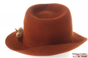 © VintageHatter.com | d-8004-56-5 Ladies fedora orange brown felt 56 Ladies fedora orange brown felt 56