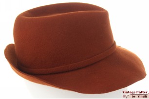© VintageHatter.com | d-8004-56-5 Ladies fedora orange brown felt 56 Ladies fedora orange brown felt 56