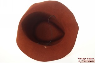 © VintageHatter.com | d-8004-56-5 Ladies fedora orange brown felt 56 Ladies fedora orange brown felt 56