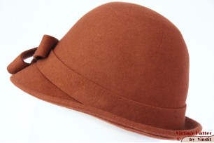 Dameshoed dophoed cloche Hawkins zacht bruin vilt 54-58 [nieuw]