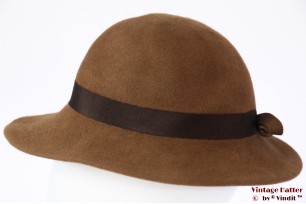 Ladies hat soft brown felt 55 (S)