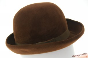 © VintageHatter.com | d-8008-56-5 Dameshoed Linden bruin velour 56 Dameshoed Linden bruin velour 56