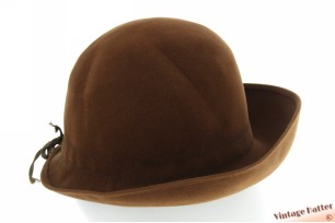 Ladies hat brown velvet with four folds, adjustable size 56
