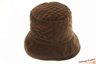 © VintageHatter.com | d-8011-57-2 Ladies winter buckethat brown velvet 57 Ladies winter buckethat brown velvet 57
