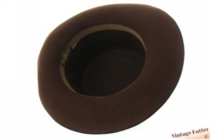 Ladies hat Hückel brown velvet-like felt with decorative band 55 (S)