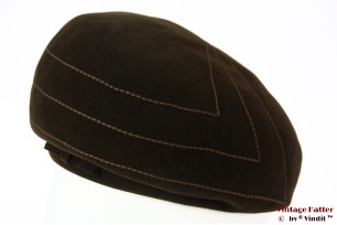 © VintageHatter.com | d-8014-56-11 Ladies hat brown velour with designer stitchings 56 Ladies hat brown velour with designer stitchings 56