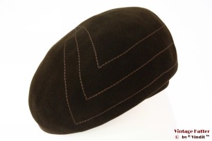 © VintageHatter.com | d-8014-56-11 Ladies hat brown velour with designer stitchings 56 Ladies hat brown velour with designer stitchings 56