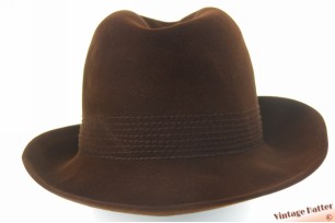 © VintageHatter.com | d-8016-57-4 Dameshoed Mayser bruin geborsteld vilt 57 Dameshoed Mayser bruin geborsteld vilt 57