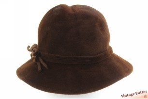 Dameshoed donker bruin velour 54 (XS)