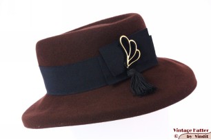 Wide ladies hat Sixth Sense brown felt 57