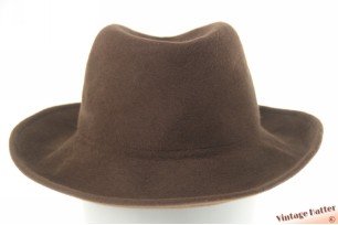 © VintageHatter.com | d-8025-56-5 Ladies fedora beige brown felt 56 Ladies fedora beige brown felt 56