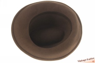 © VintageHatter.com | d-8025-56-5 Ladies fedora beige brown felt 56 Ladies fedora beige brown felt 56