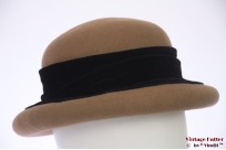Ladies hat MaVo beige brown with black velvet band  57