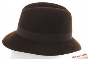 © VintageHatter.com | d-8028-55-9 Dameshoed LadyLike donker bruin geborsteld vilt 55 (S) Dameshoed LadyLike donker bruin geborsteld vilt 55 (S)