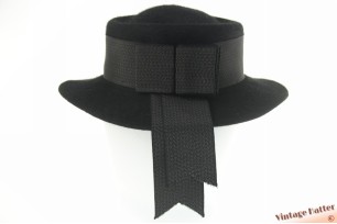 Dameshoed Wegener zwart haarvilt met lint 55 (S)