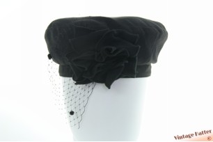 Flexibele cocktailhoed recent model zwart met stukje voile 56-57
