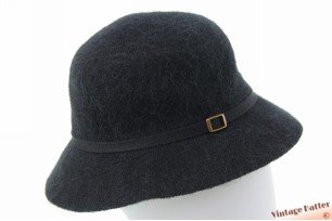 Lightweight ladies hat black angora mix 56-58