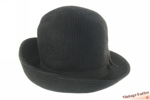 Ladies hat Comet Hats black felt with brown stitchings 54 (XS)