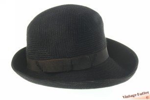 Ladies hat Comet Hats black felt with brown stitchings 54 (XS)