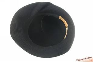 Ladies hat Comet Hats black felt with brown stitchings 54 (XS)