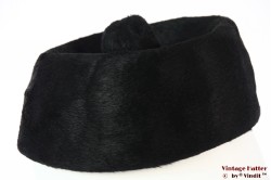 Ladies cocktail hat Balladem black fur felt with pompon 55 (S)