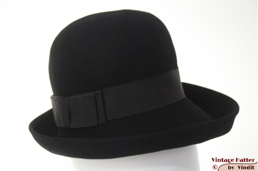 Ladies hat Tonak black sof flexible felt 55 (S)
