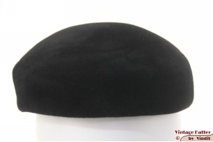 Dames pillbox hoed zwart velour 55 (S)
