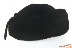 Dames cocktailhoed zwart geribbeld fluweel 55 (S)